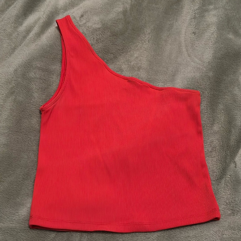Pink one shoulder crop top